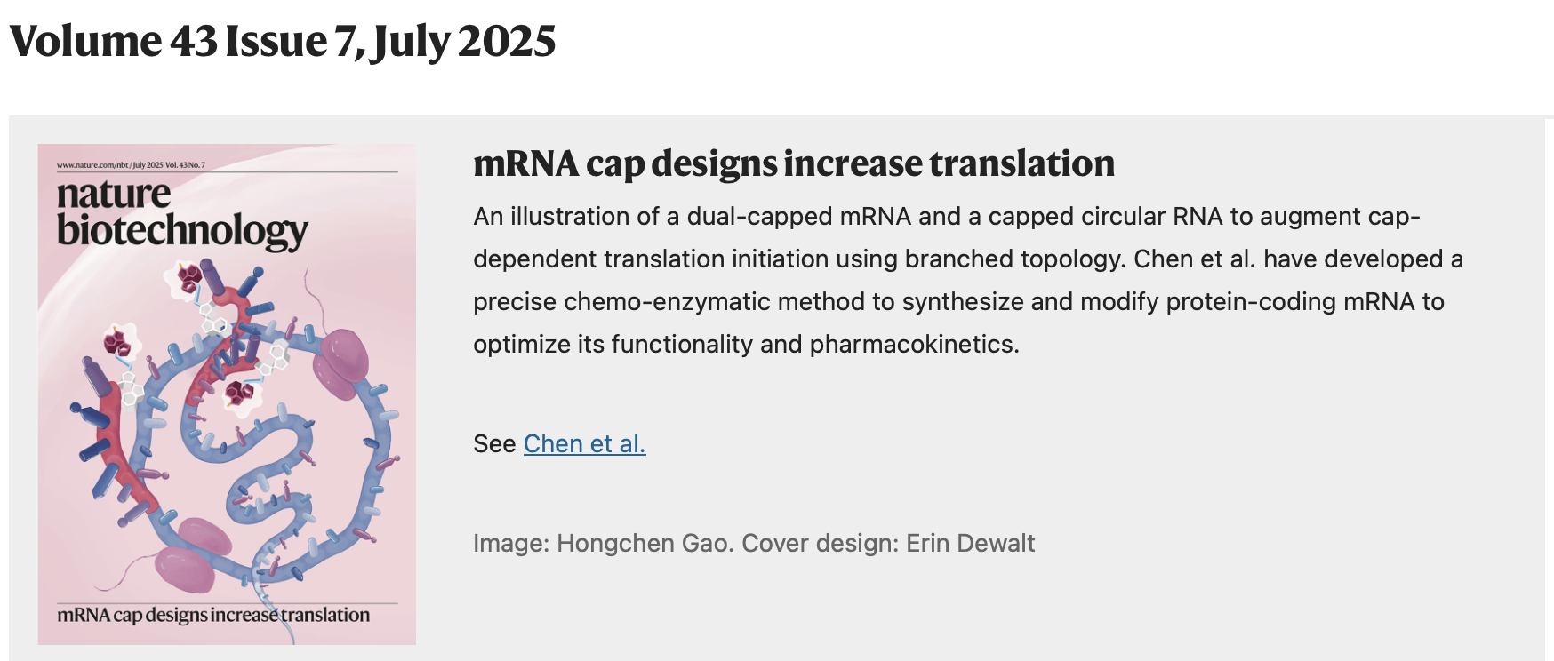 Cover Art for Nature Biotechnology